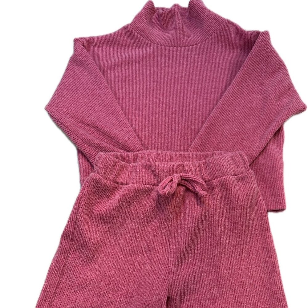 GB Girls Pink Knit Sweater (M) & Wide-Leg Pant Set (S) - Two-Piece Set